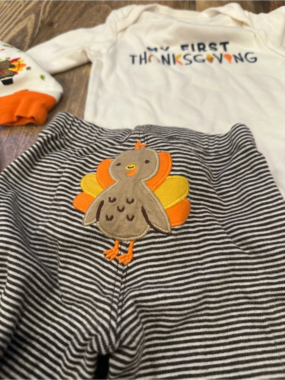 Baby Boy First Thanksgiving Lot Pajamas Outfits 3-6 month Turkey Holiday set